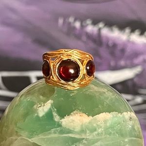 Handcrafted in Israel 14kGold-Covered 925Silver Garnet Ring